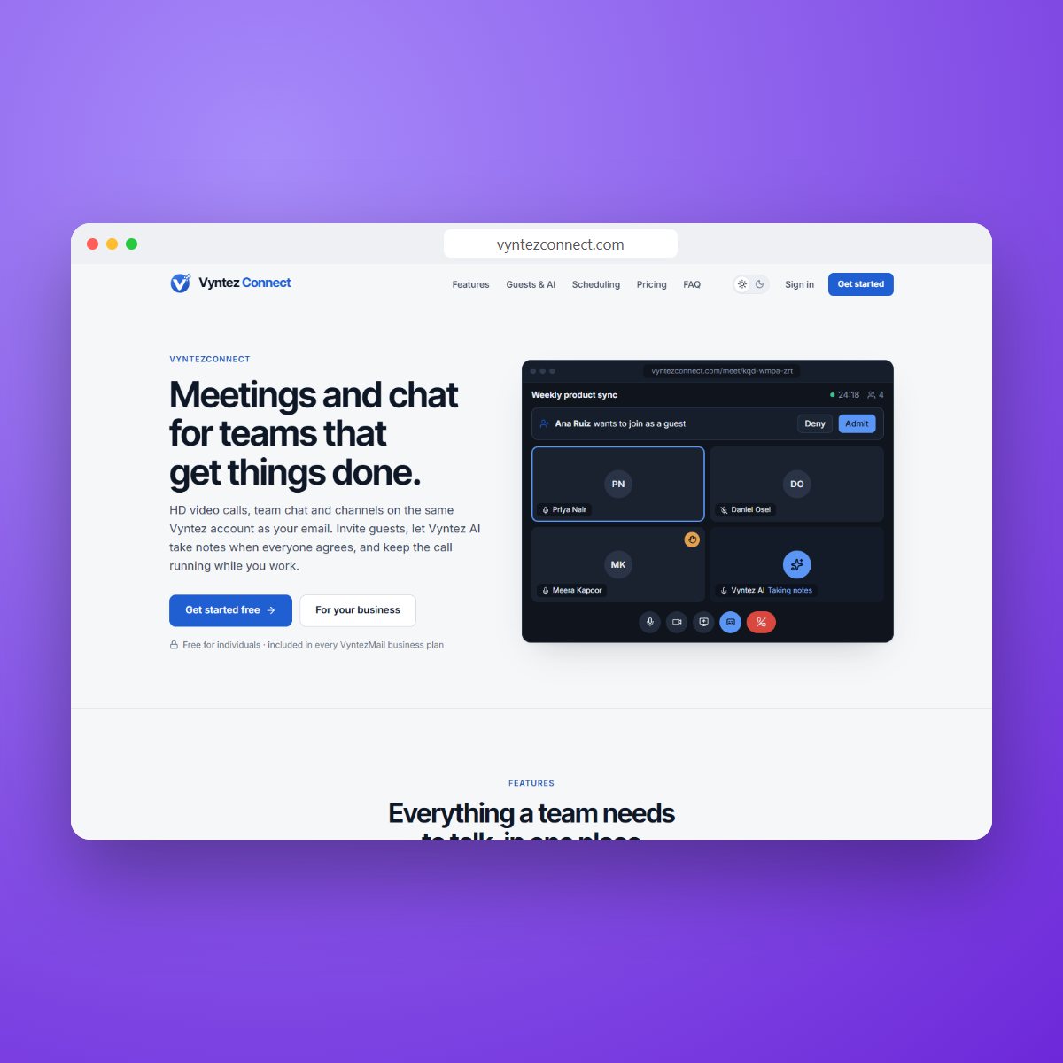 VyntezConnect product interface